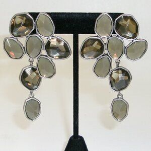 Heidi Klum Gray Faceted Statement Pierced Earrings